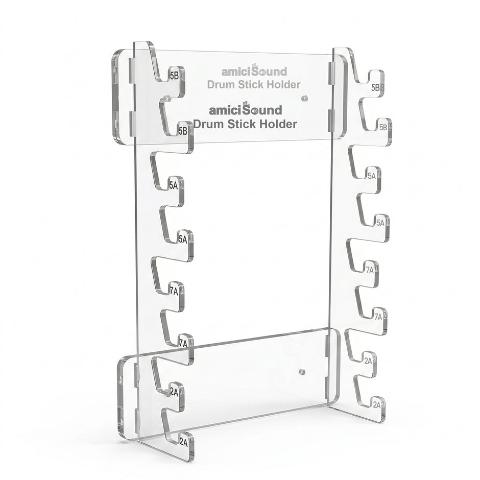 Premium Clear Acrylic Drum Stick Holder Wall Mount – Holds Up to 8 Pairs of Drumsticks