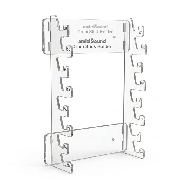 Premium Clear Acrylic Drum Stick Holder Wall Mount – Holds Up to 8 Pairs of Drumsticks