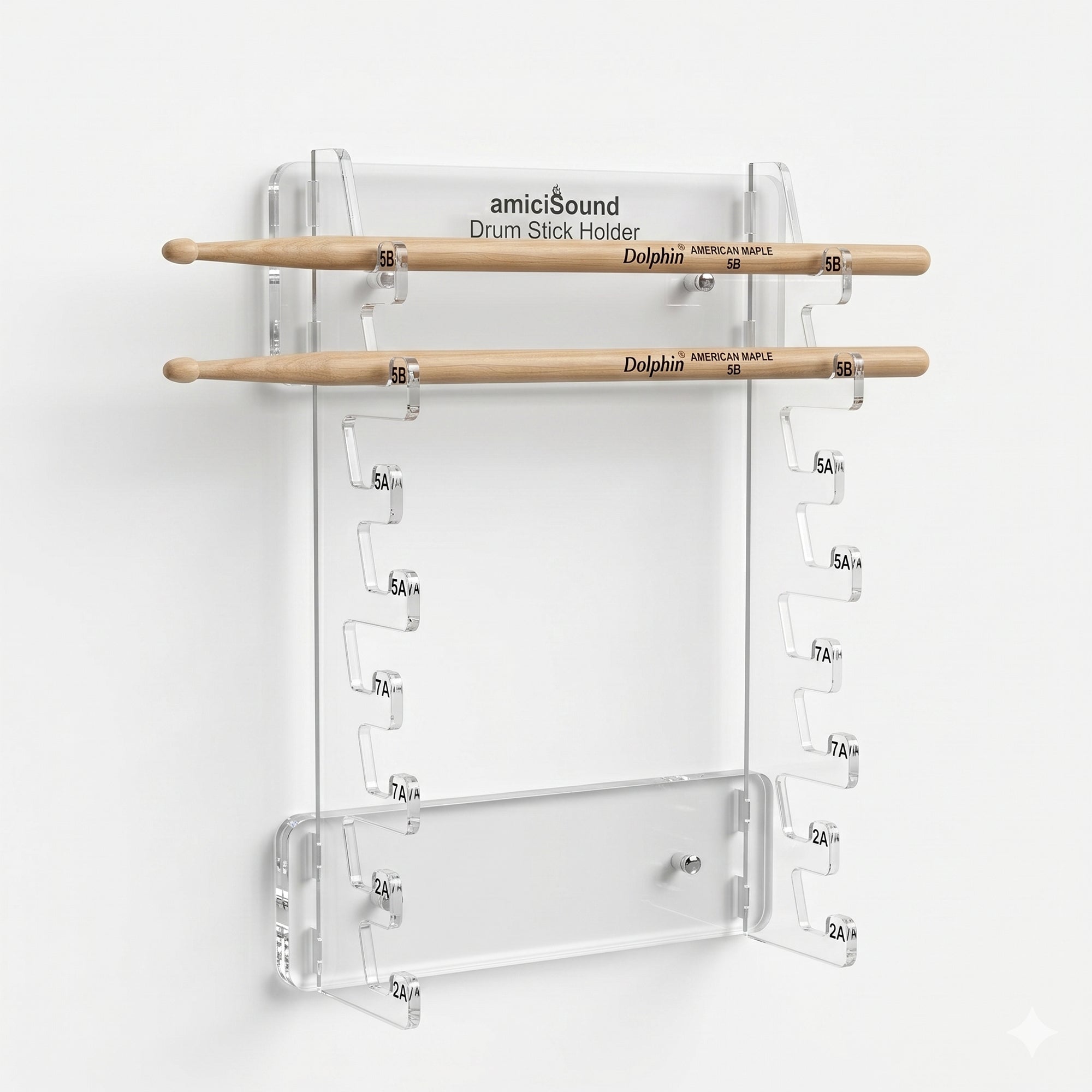 Premium Clear Acrylic Drum Stick Holder Wall Mount – Holds Up to 8 Pairs of Drumsticks