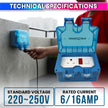 Waterproof Outdoor Power Socket, 6/16Amp Switch Socket with Lockable Cover & Dual Outlets, Wi-Fi socket