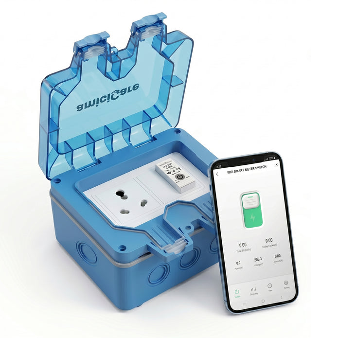 IP66 Waterproof WiFi Power Socket Box with Energy Meter & Timer Switch | 6/16A Outdoor Weatherproof Electric Socket