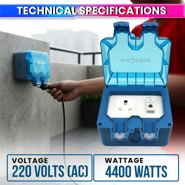 Outdoor Wifi Power Socket 6/16 Amp: Waterproof DIAC 1 Way Switch