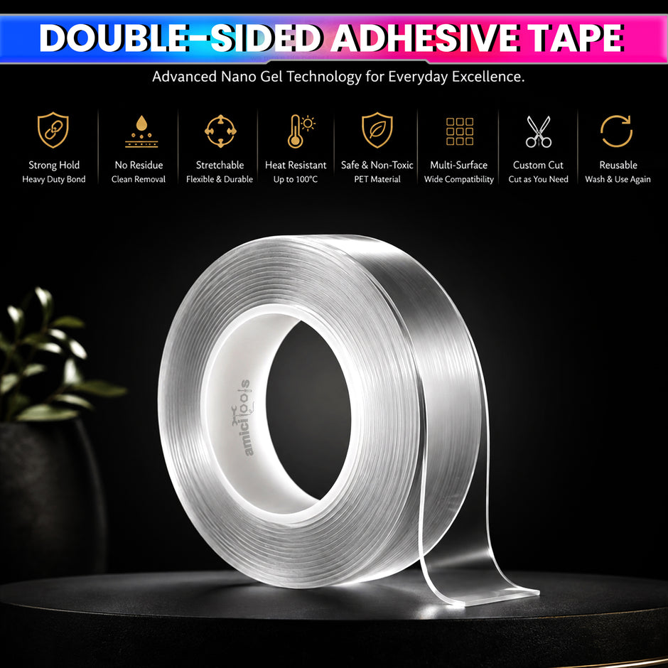 Double Sided Transparent Adhesive Tape Heavy Duty Glue Weatherproof (20mm X 3mtr)