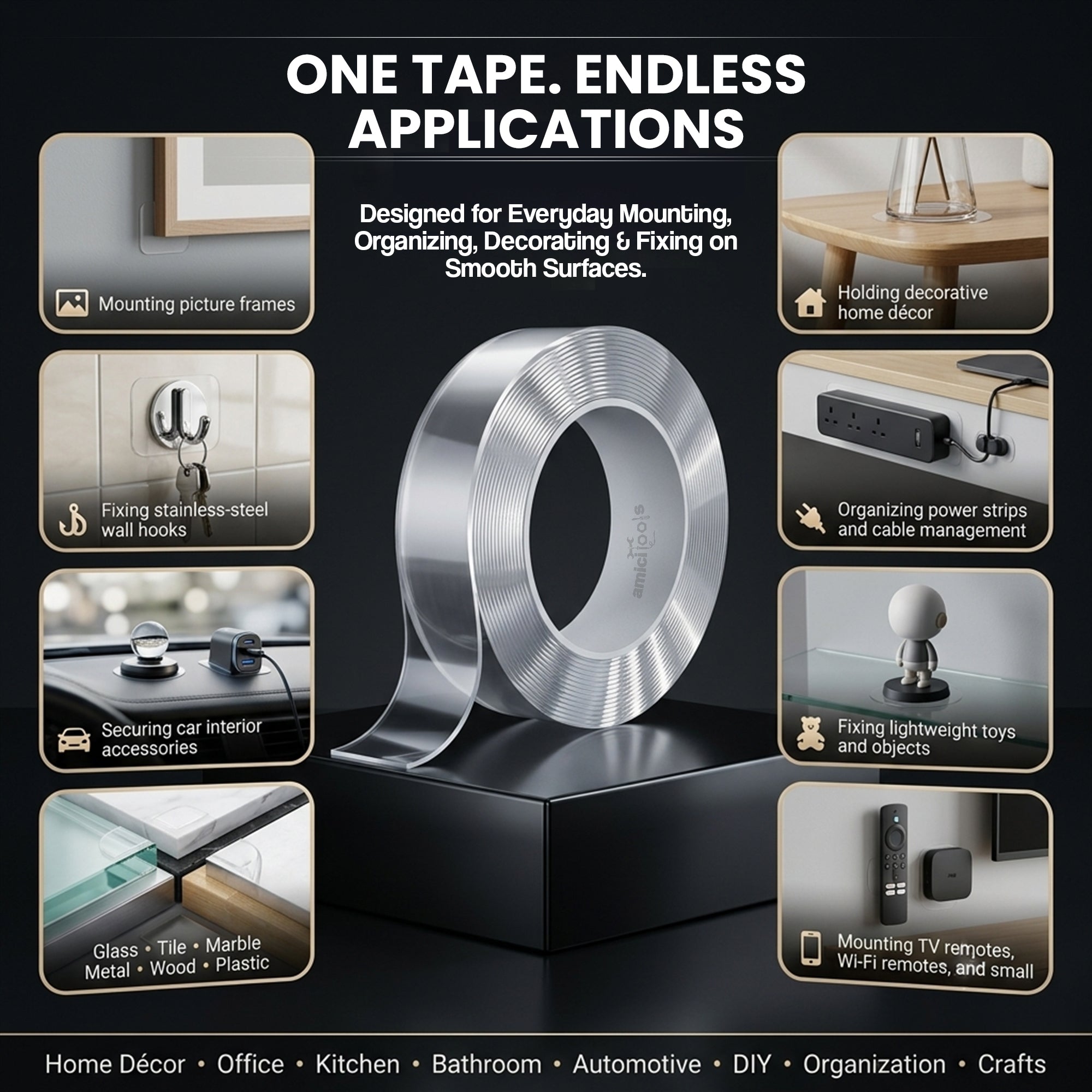 Double Sided Transparent Adhesive Tape Heavy Duty Glue Weatherproof (20mm X 3mtr)
