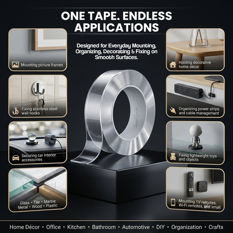Double Sided Transparent Adhesive Tape Heavy Duty Glue Weatherproof (20mm X 3mtr)