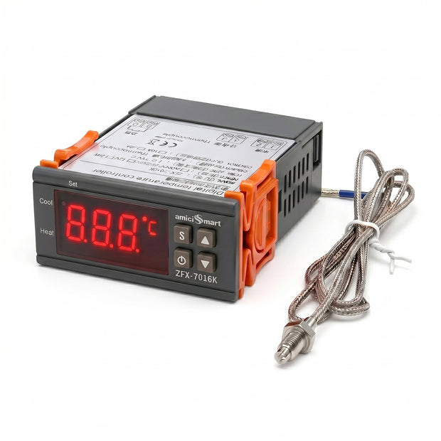 ZFX-7016K Digital Temperature Controller 220V 30A with K-Type Thermocouple Sensor