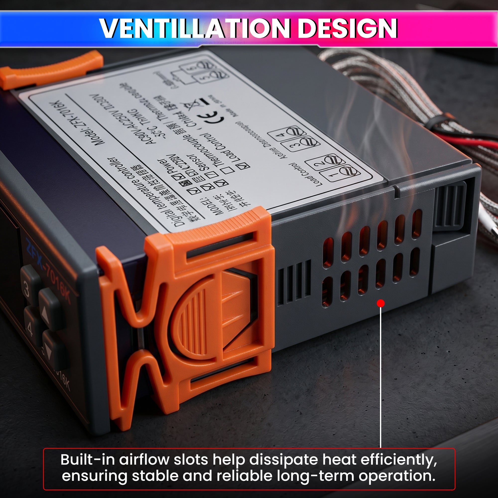 ZFX-7016K Digital Temperature Controller 220V 30A with K-Type Thermocouple Sensor