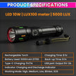 Rechargeable LED Torch with 5000mAh Battery | High Power Flashlight with 5 Light Modes
