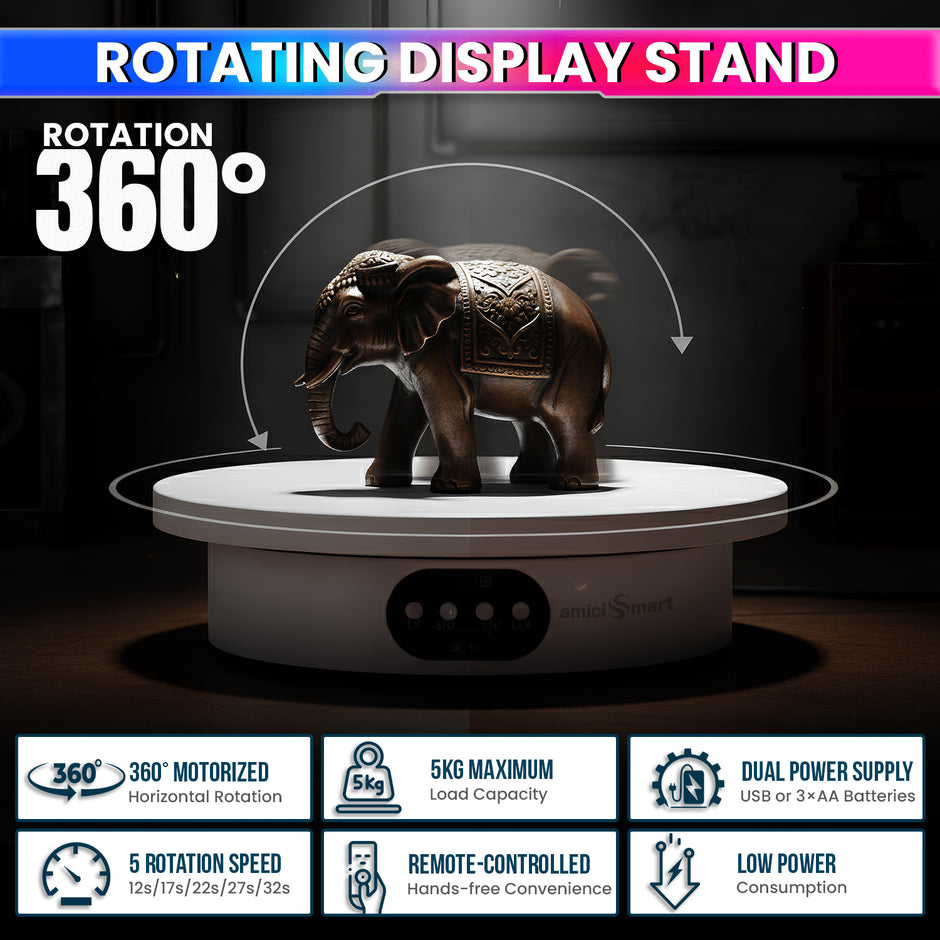 Motorized Rotating Display Stand – 360° Electric Turntable with Remote