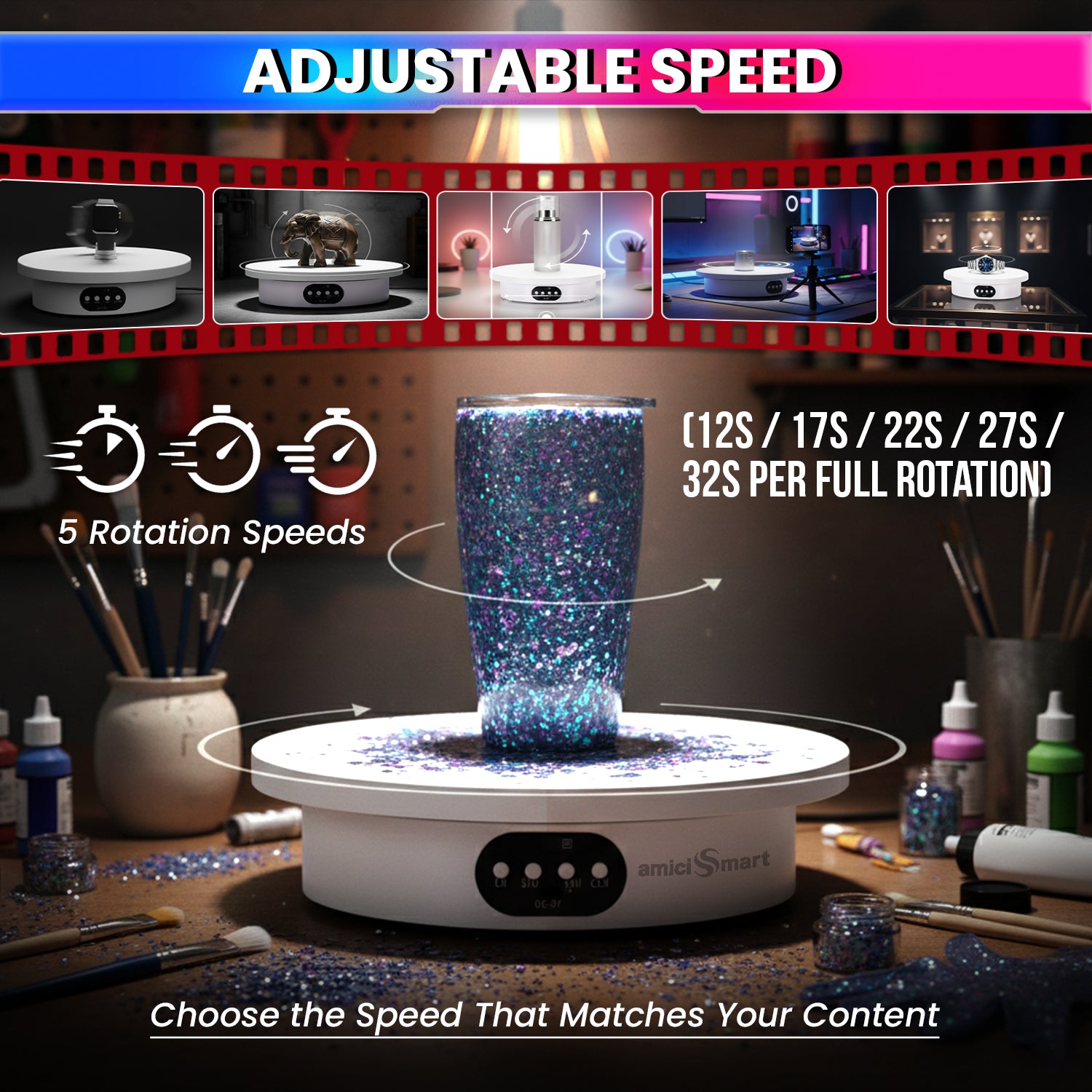 Motorized Rotating Display Stand – 360° Electric Turntable with Remote
