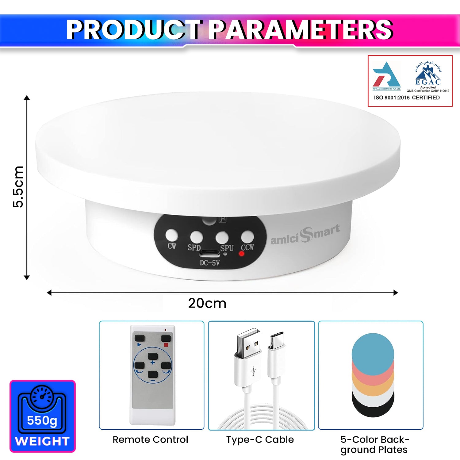 Motorized Rotating Display Stand – 360° Electric Turntable with Remote