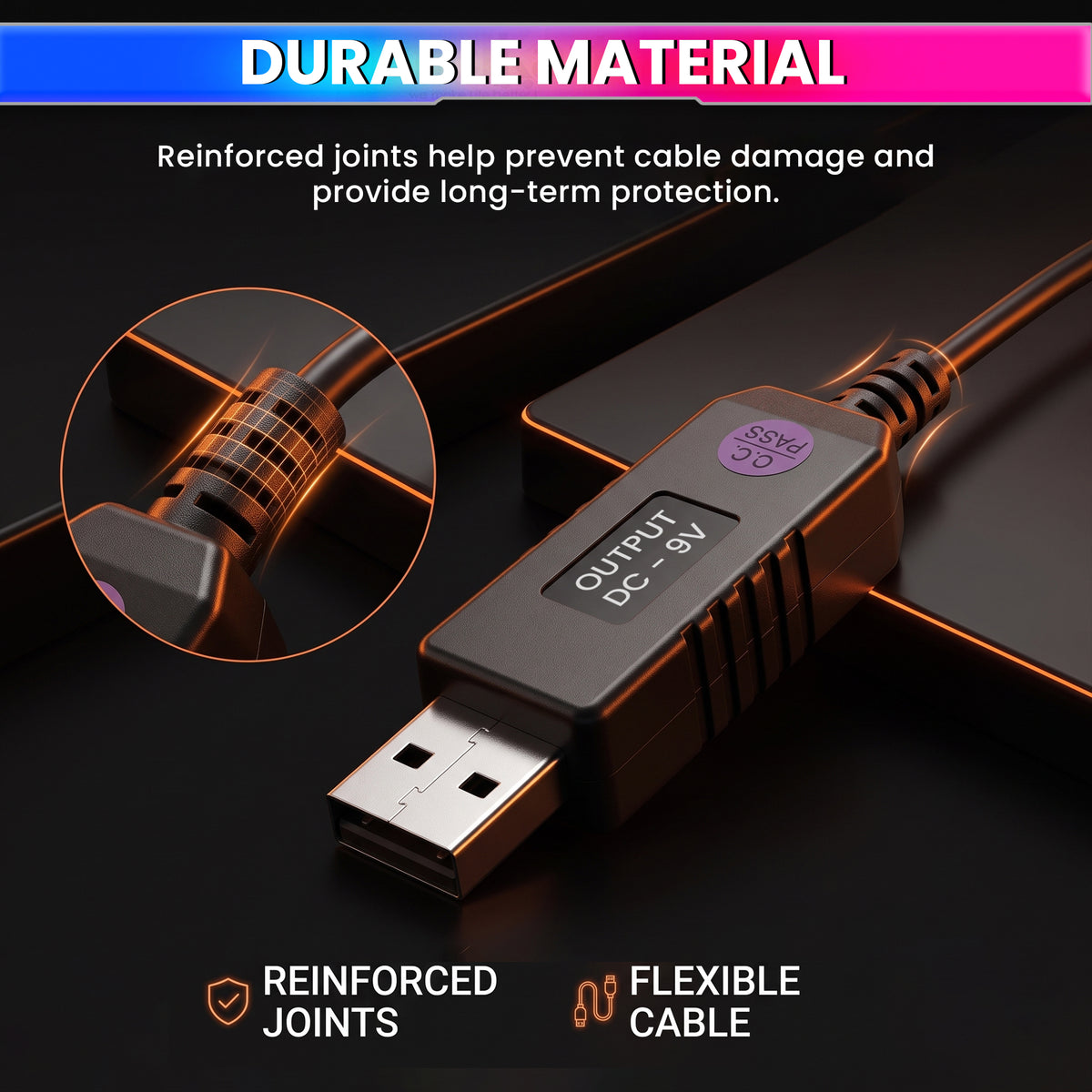 USB 5V to 9V/12V Boost Converter Cable with Voltage Selector | 0.8M Cable | 3.5mm & 5.5mm DC Plugs