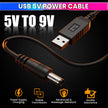 USB 5V to 9V/12V Boost Converter Cable with Voltage Selector | 0.8M Cable | 3.5mm & 5.5mm DC Plugs
