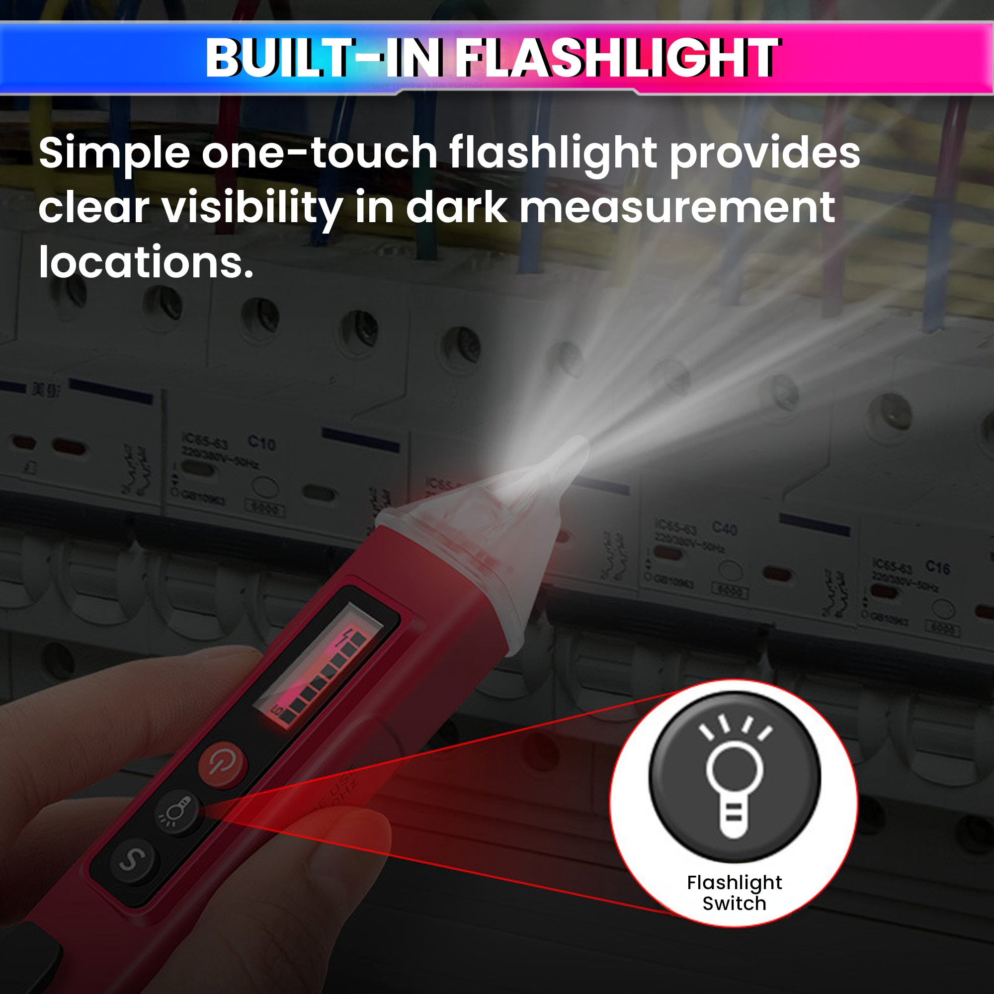 Non-Contact Voltage Tester – AC 12–1000V Live/Null Wire Tester with Flashlight & Breakpoint Detection