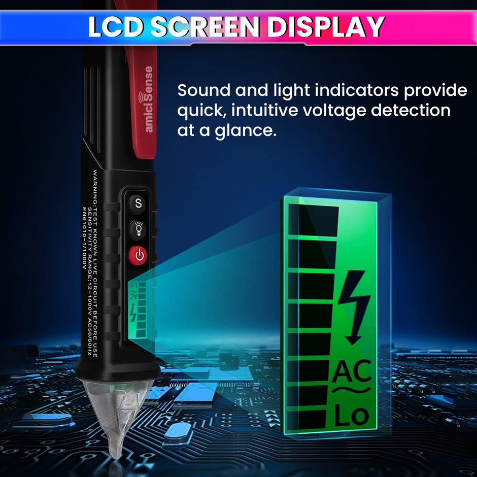 Non-Contact Voltage Tester – AC 12–1000V Live/Null Wire Tester with Flashlight & Breakpoint Detection
