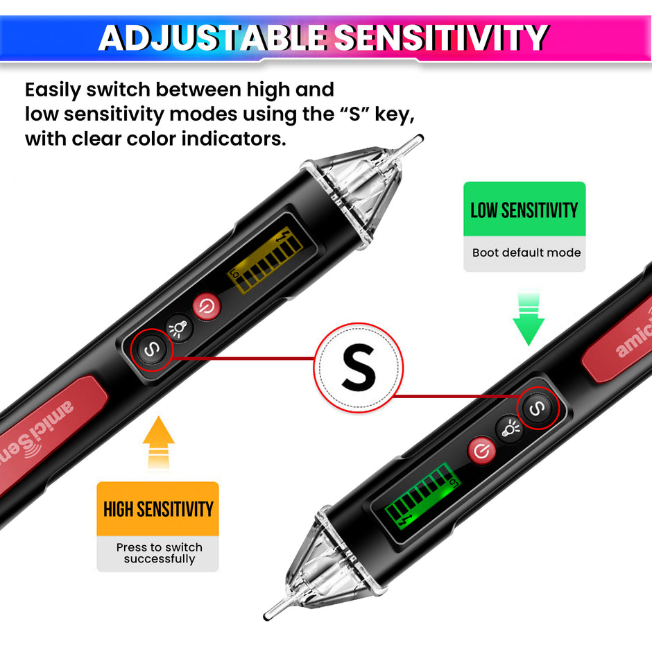 Non-Contact Voltage Tester – AC 12–1000V Live/Null Wire Tester with Flashlight & Breakpoint Detection