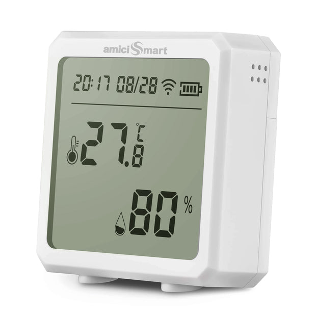 WiFi Temperature Humidity Monitor Smart Thermo-Hygrometer Sensor with App Control and Built-In Alarm