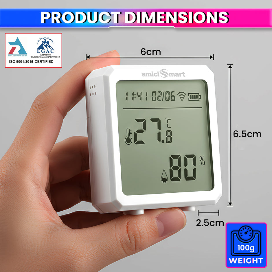 WiFi Temperature Humidity Monitor Smart Thermo-Hygrometer Sensor with App Control and Built-In Alarm