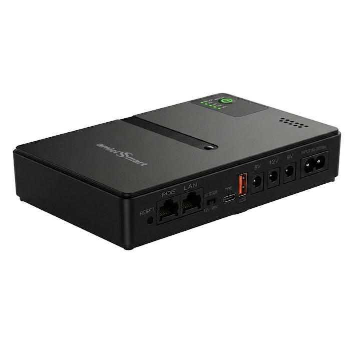 10400mAh Mini UPS for WiFi Routers, CCTV, USB & POE Devices | Smart Power Backup with Surge Protection