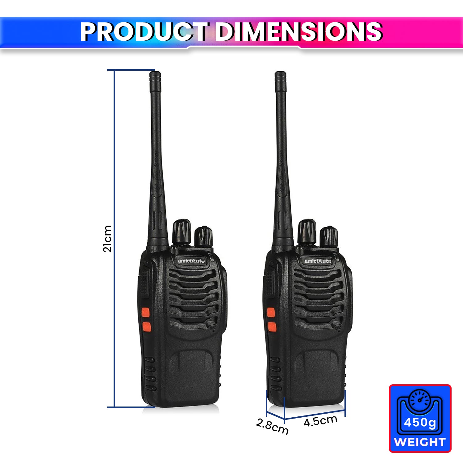 Walkie Talkie 2-Way Radio with 16 Channel Rechargeable Handheld Transceiver with Flashlight & Low Battery Alarm amiciKart c0tmiz-hs.myshopify.com