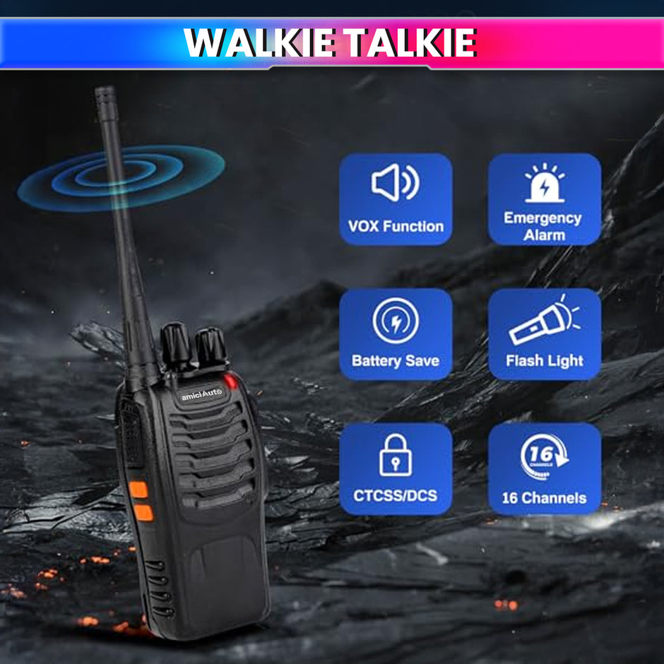 Walkie Talkie 2-Way Radio |16 Channel Rechargeable Handheld Transceiver with VOX, Flashlight & Low Battery Alarm