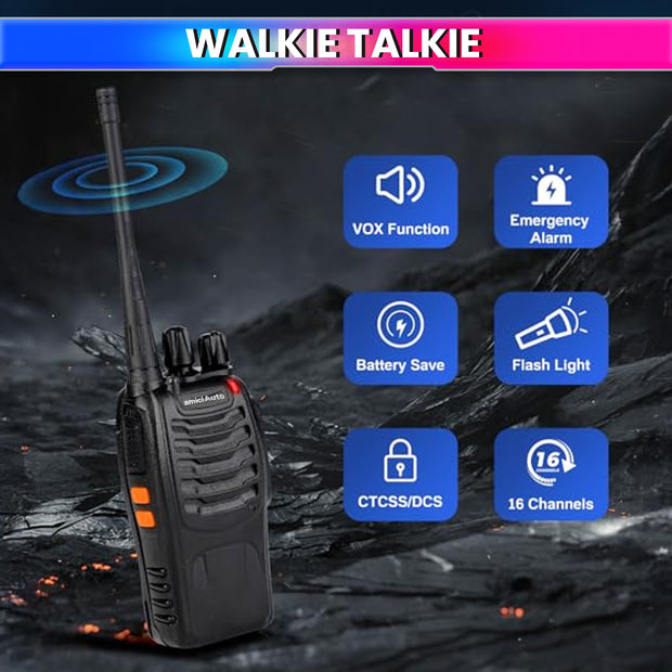 Walkie Talkie 2-Way Radio |16 Channel Rechargeable Handheld Transceiver with VOX, Flashlight & Low Battery Alarm
