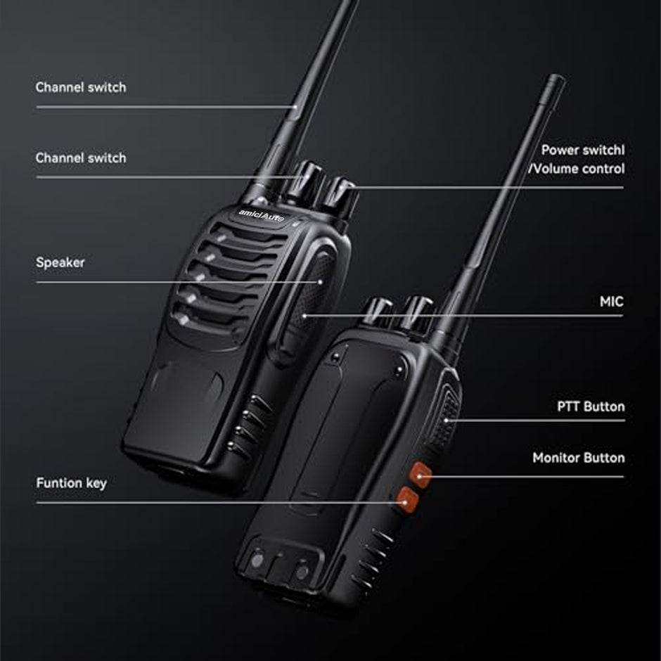 Walkie Talkie 2-Way Radio |16 Channel Rechargeable Handheld Transceiver with VOX, Flashlight & Low Battery Alarm