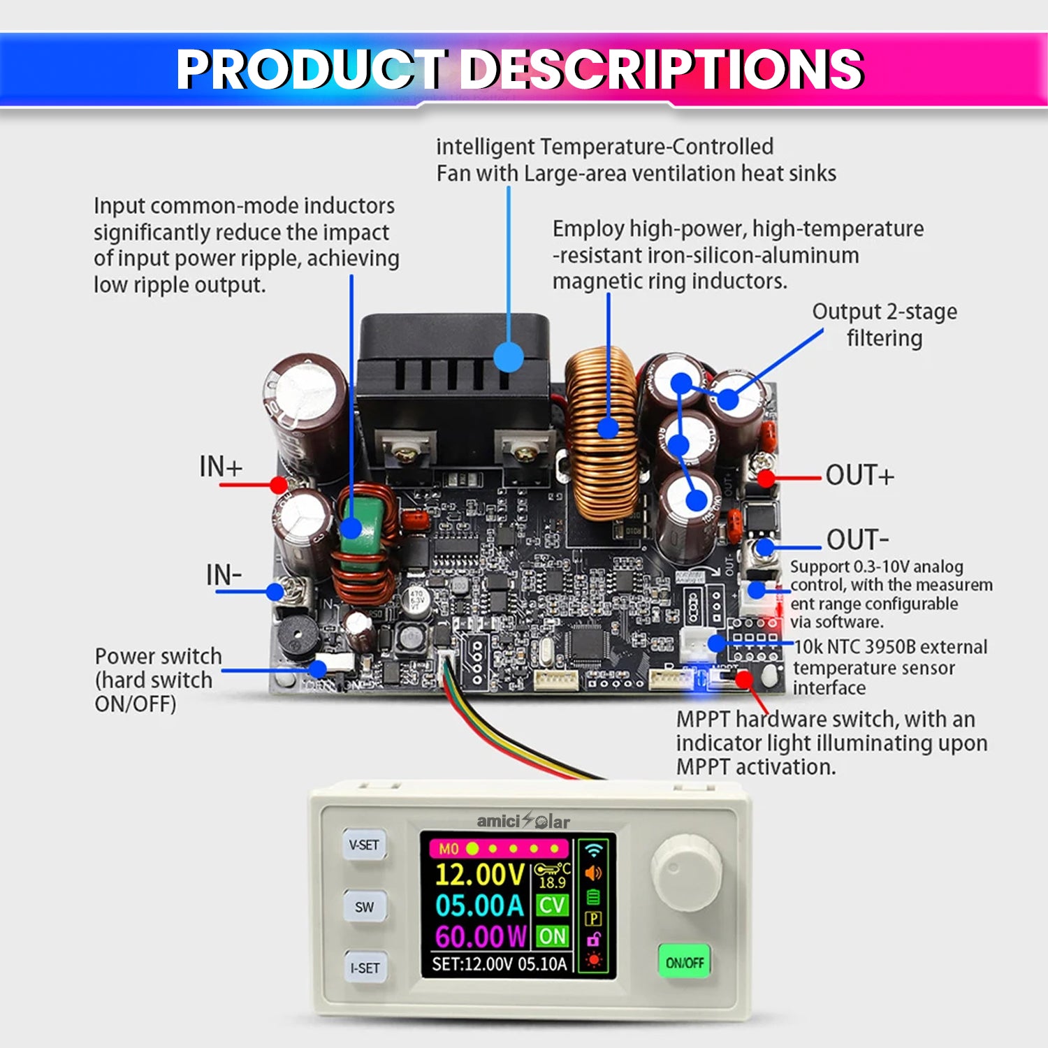 XY7025S CNC Step-Down DC Power Supply Module 0–70V 25A 1750W