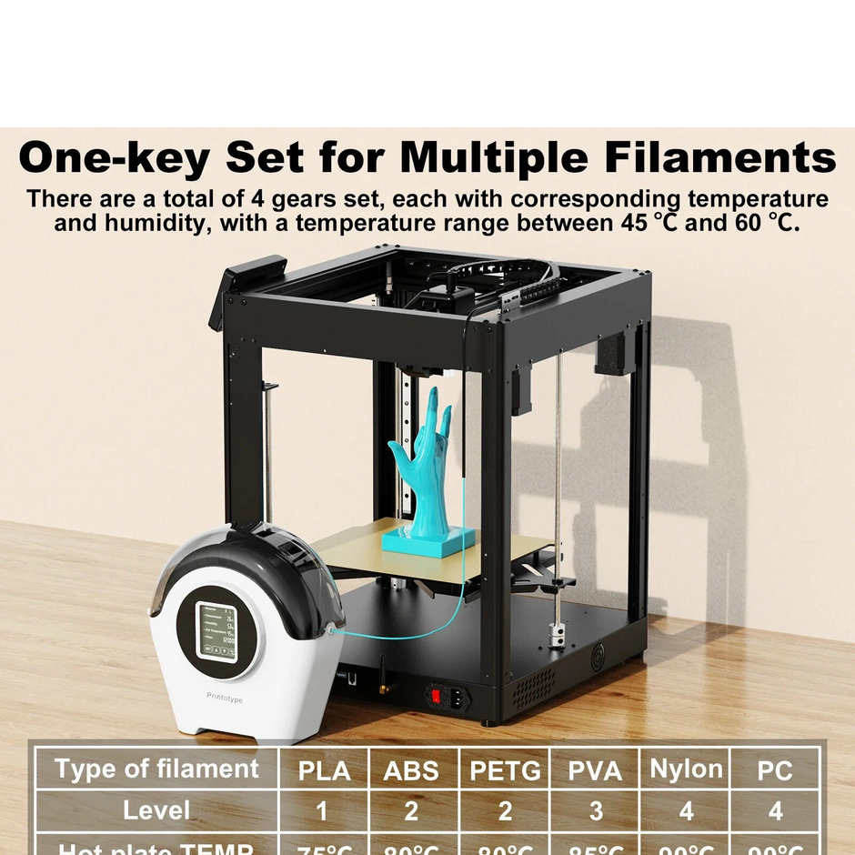 3D Printer Filament Dryer Box with Heated Drying & Storage Cabinet for PLA, ABS, PETG, PVA, Nylon & PC Filament