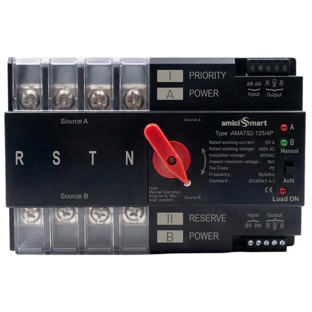 125A Dual Power Automatic Control Transfer Switch (3-Phase) Auto & Manual Mode