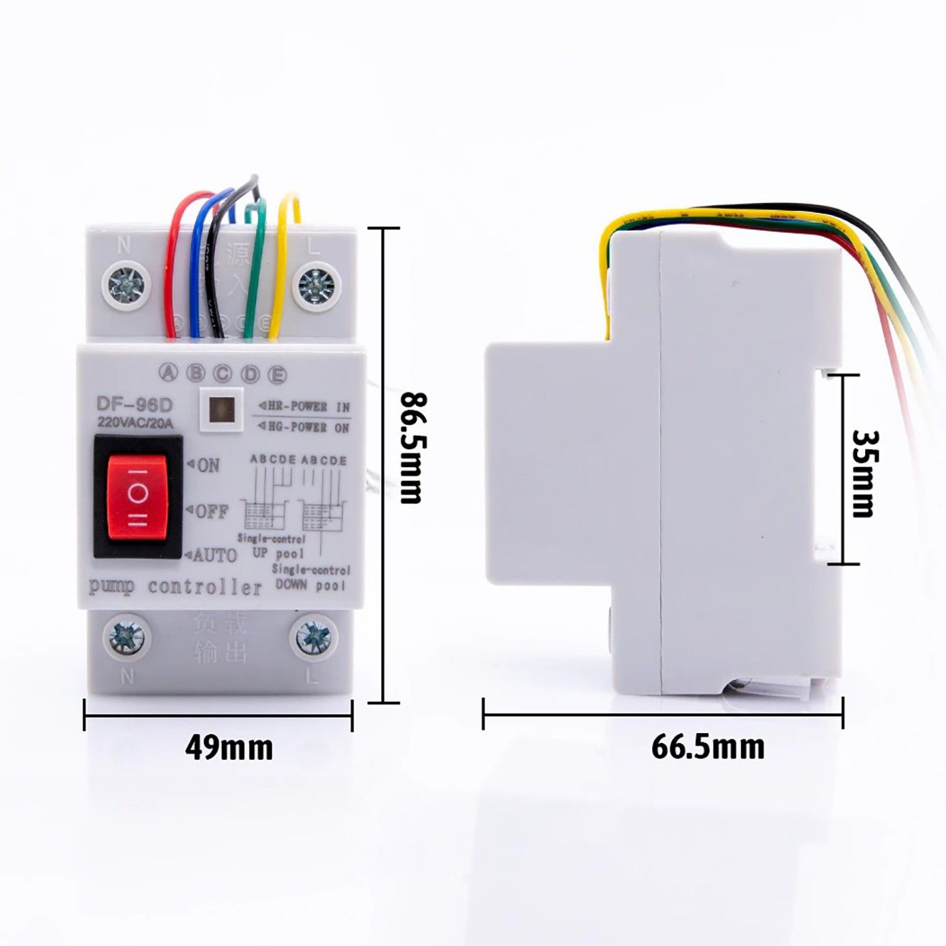 220V 10A Automatic Water Level Controller Switch with 20m Sensors, Pump Control System