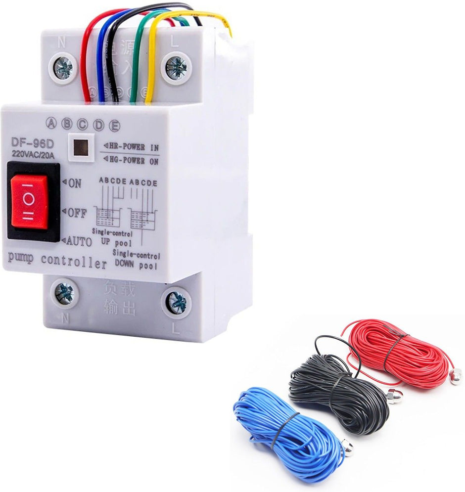 220V 10A Automatic Water Level Controller Switch with 20m Sensors, Pump Control System