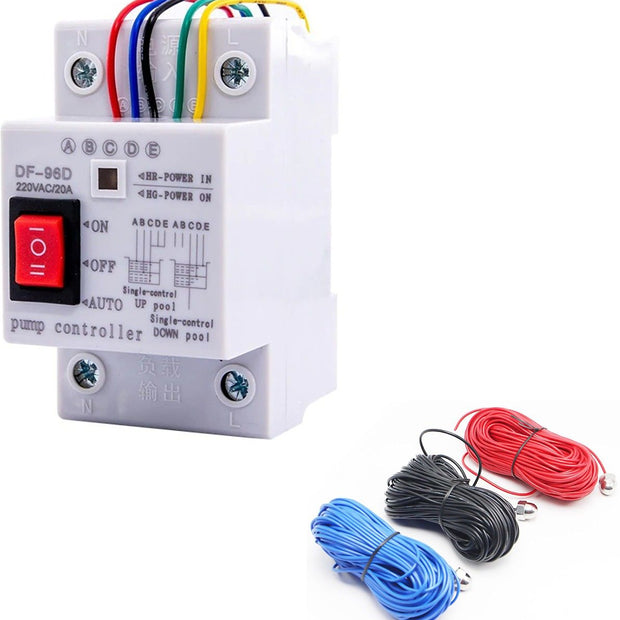 220V 10A Automatic Water Level Controller Switch with 20m Sensors, Pump Control System