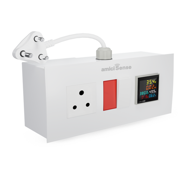 Energy Meter Socket Board with 6-in-1 Digital Voltage Monitoring 6A Socket Board with Indicator & 6A Switch with Durable 4-Inch Wire