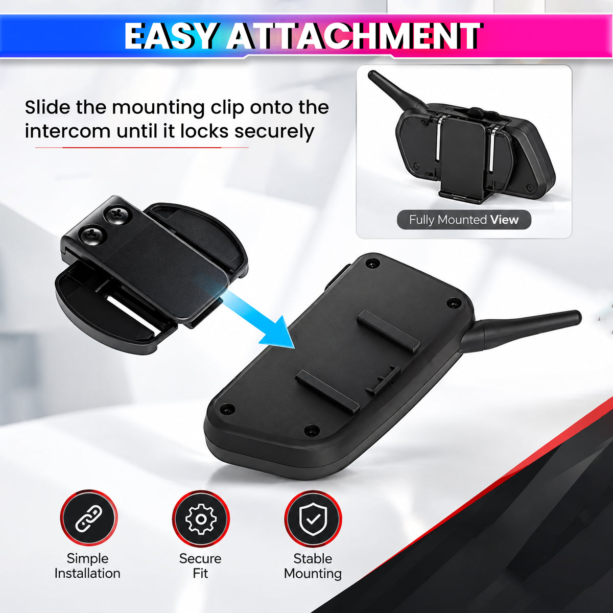 Intercom Mounting Clip Compatible with Ejeas V6, V6 Pro, V4 Plus Intercom