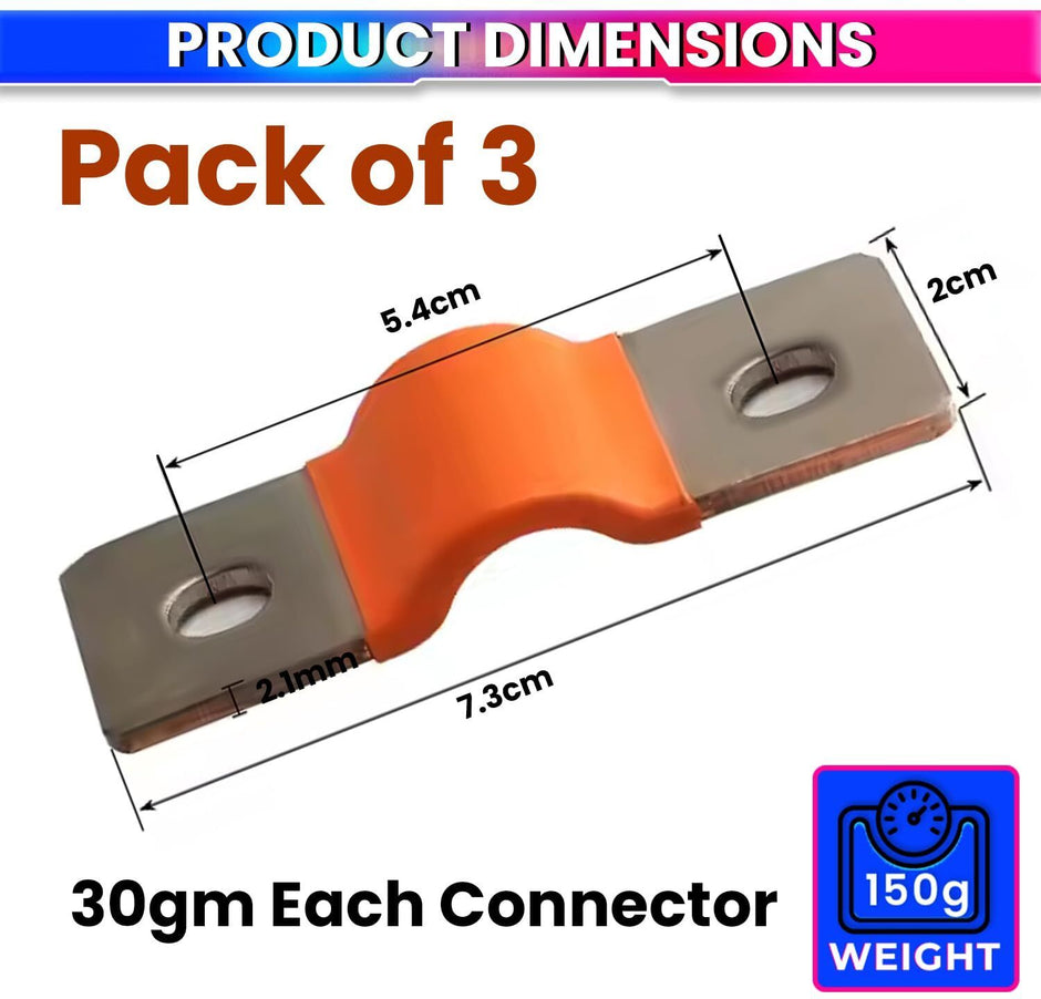 100A Pure Copper Flexible Busbar Battery Connector for LiFePO4 Lithium Batteries ( pack of 3 )