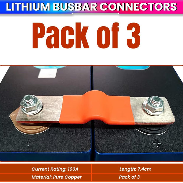 100A Pure Copper Flexible Busbar Battery Connector for LiFePO4 Lithium Batteries ( pack of 3 )