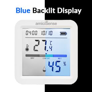 amiciSense WiFi Temperature Humidity Sensor, Thermometer Hygrometer with Data Export Feature Compatible with SmartLife App