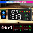 Smart WiFi Air Quality & Noise Monitor – PM2.5, CO₂, Noise (dB), Temperature & Humidity with LED Clock Display amiciKart
