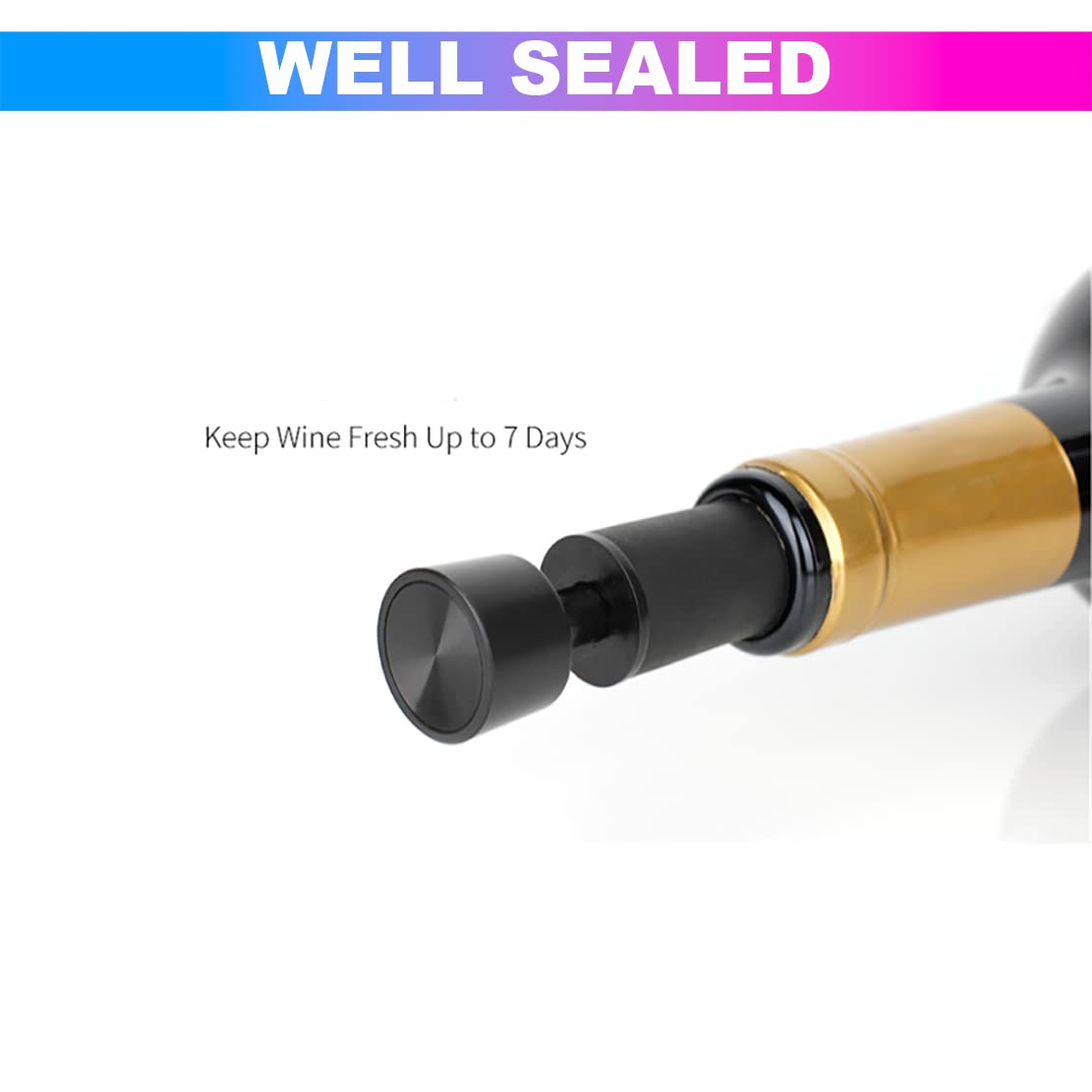 Wine Bottle Opener, Air Pressure Cork Opener with Foil Cutter, Wine Pourer and Vacuum Bottle Sealer
