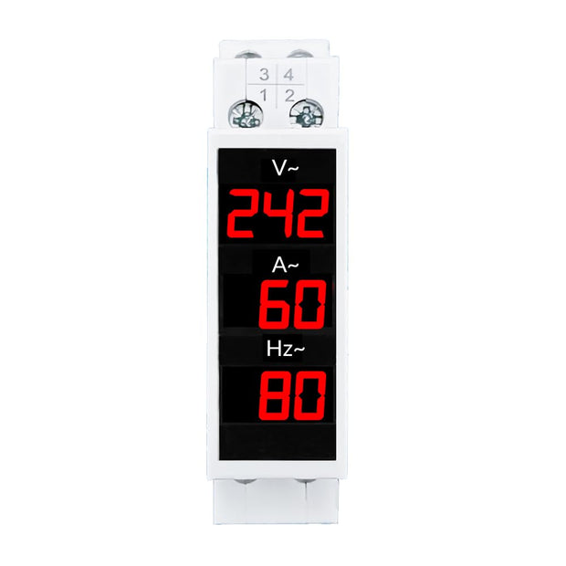 amiciSense 3 In 1 Voltage, Current, Frequency Display, 80~500 VAC|100A Voltage Tester With External CT And 35mmDin Rail Mount