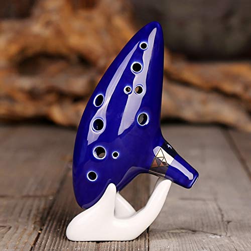 12 Hole Ocarina Alto C Key Ceramic Flute Folk Musical Instrument with Neck Strap, Carry Bag & Music Score