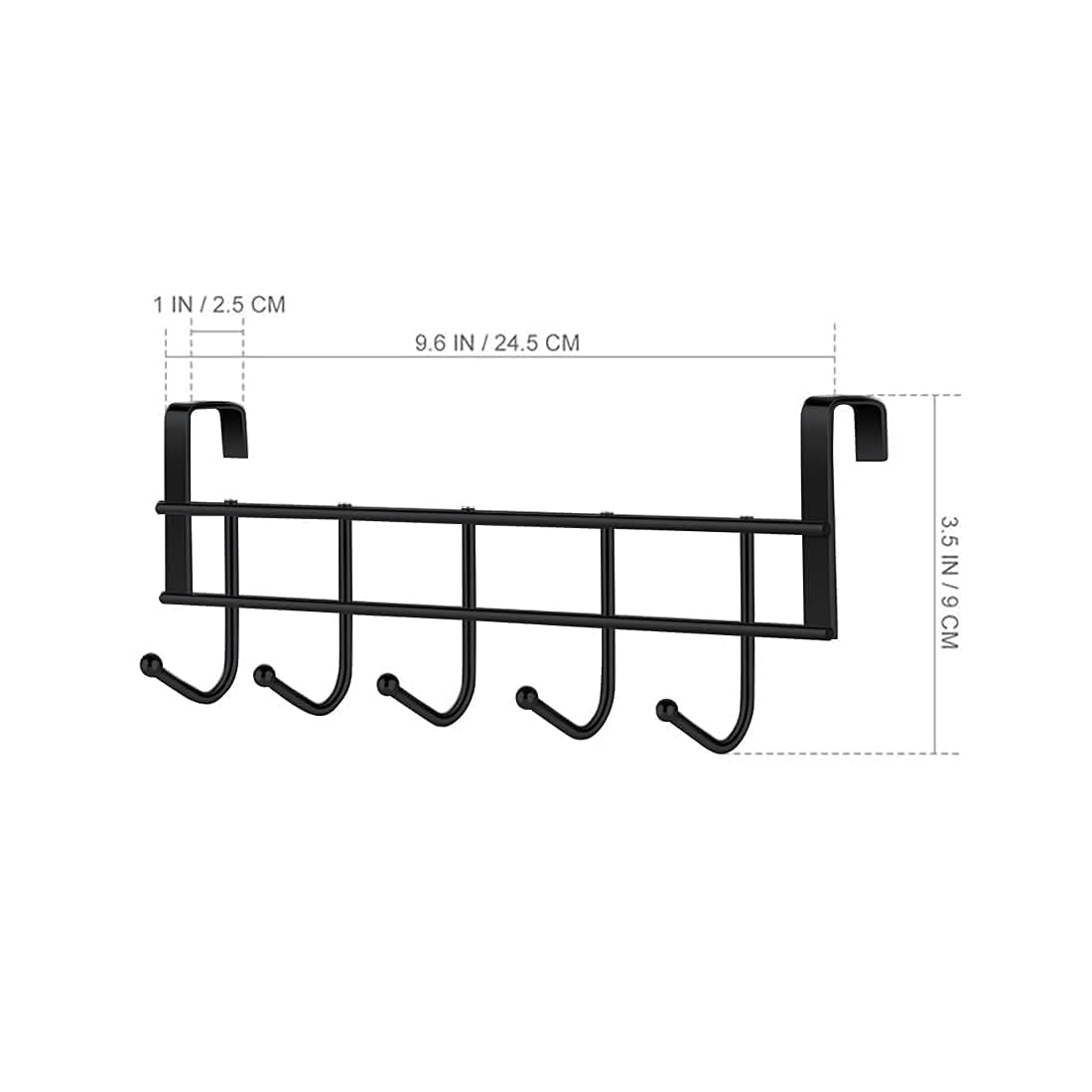 5 Hook Over Drawer Hanger, Alloy Steel Hanging Organizer with No Screw Installation (Black) (Pack of 2) amiciKart c0tmiz-hs.myshopify.com