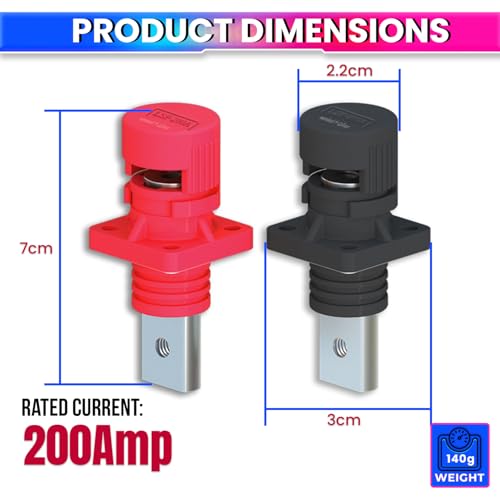 Pure Copper Battery Terminal Connectors – Positive & Negative Set, Supports up to 1500V DC amiciKart