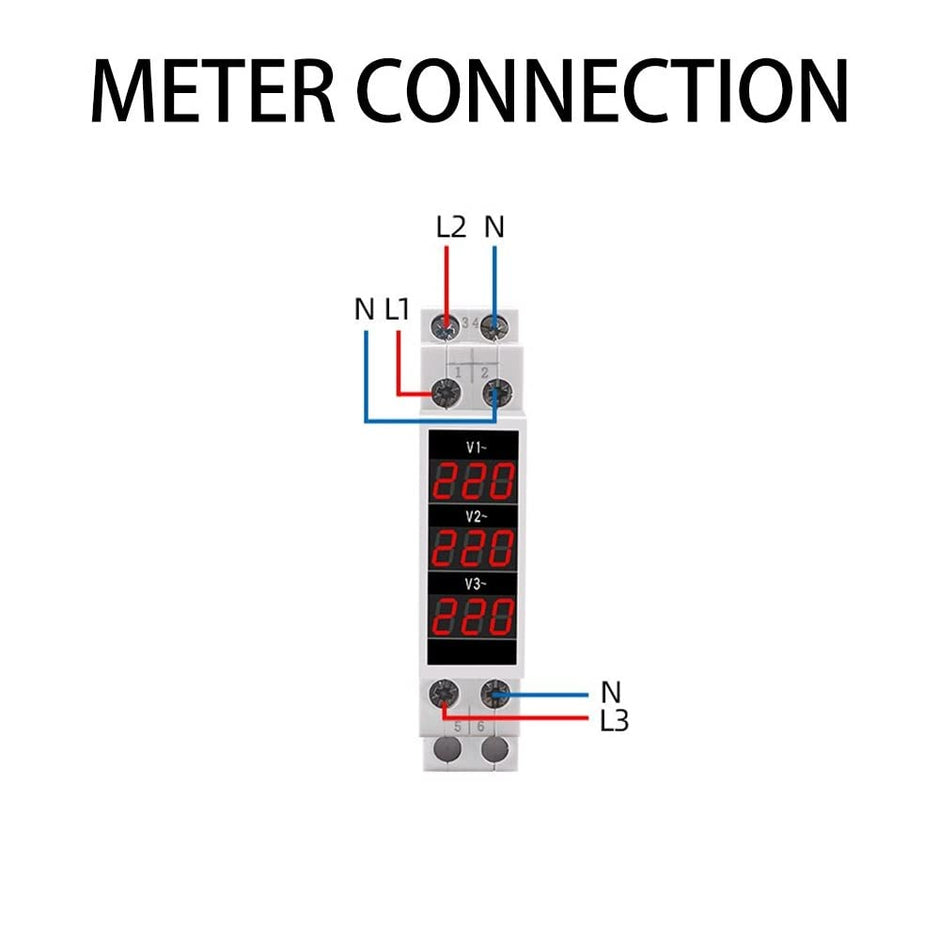 amiciSense 3-Phase Voltage Meter, AC 80~500V Mini Voltage Tester with 3 LED Display & 1.8cm Wide Only