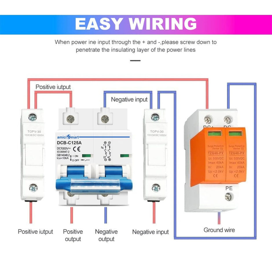DC Circuit Breaker MCB with High Voltage Capacity 125A 1000V MCB for PV/Solar System amiciKart c0tmiz-hs.myshopify.com
