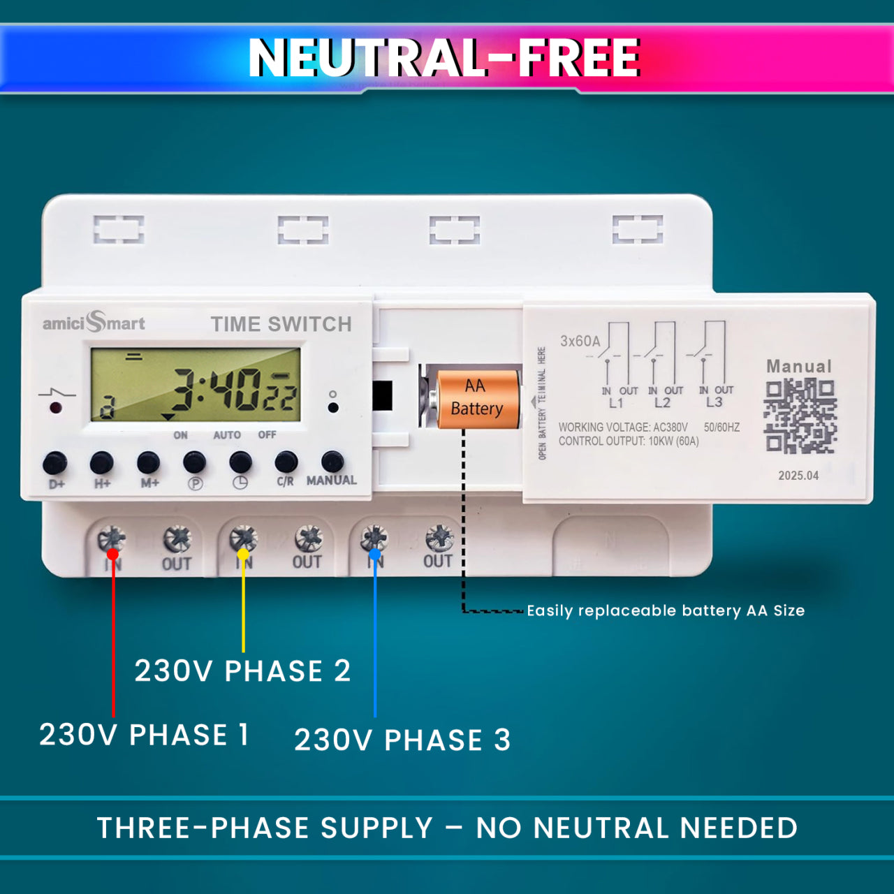 Digital Timer Switch for Heavy Load Use LCD Display Weekly Timer Relay with 380V 60A 3 Phase, 50Hz