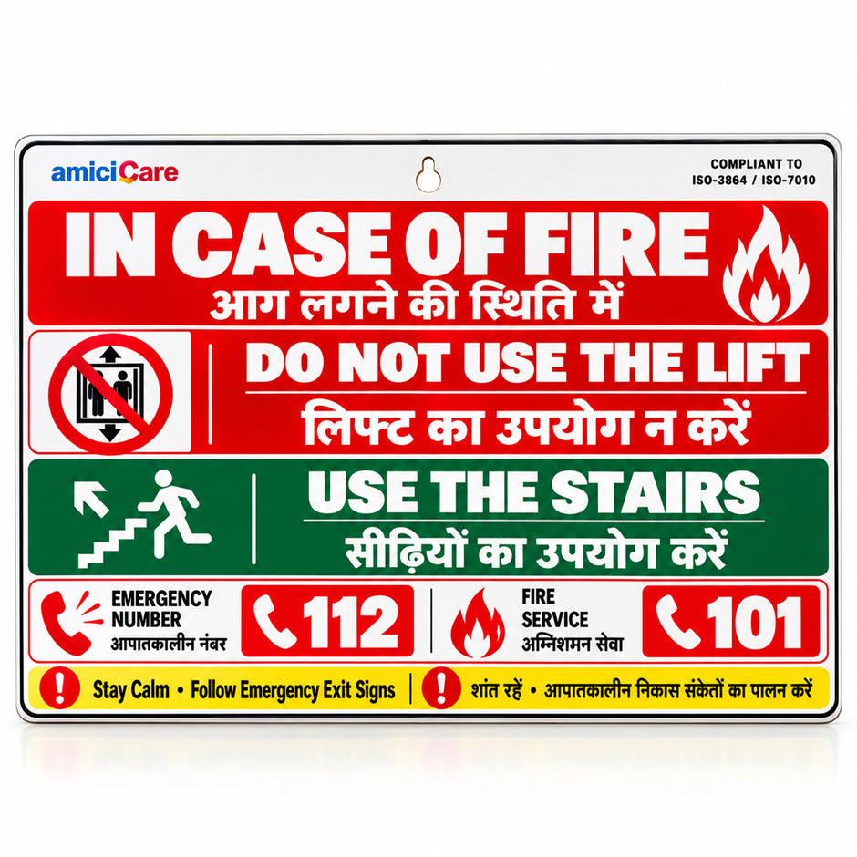 Fire Safety Sign Board In Case of Fire Do Not Use Lift | Hindi English   | Wall-Mount Display