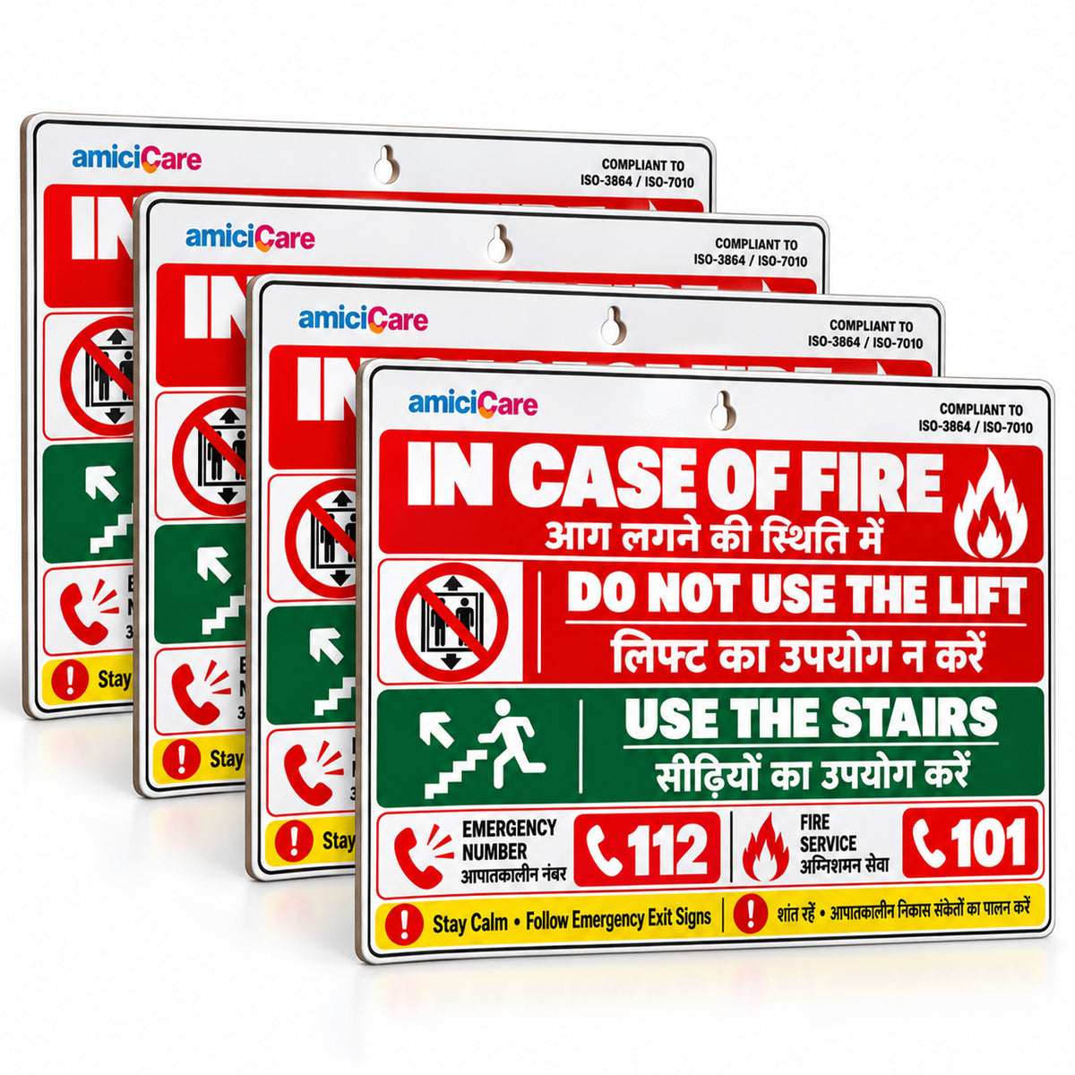 Fire Safety Sign Board In Case of Fire Do Not Use Lift | Hindi English   | Wall-Mount Display
