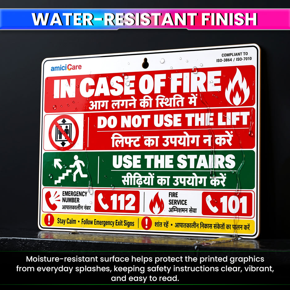 Fire Safety Sign Board In Case of Fire Do Not Use Lift | Hindi English   | Wall-Mount Display